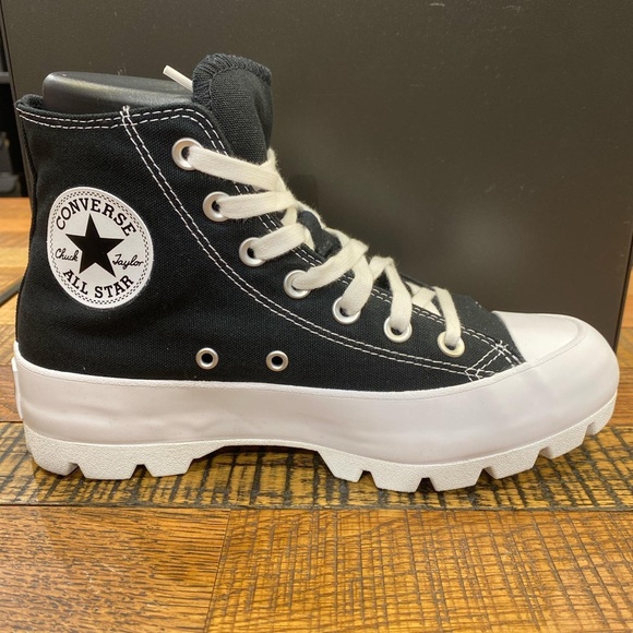 New Black Lugged Chuck Taylor All Star Hi Sneakers - Picture 2 of 4